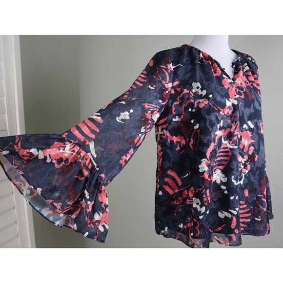 TANYA TAYLOR $295 Floral Lined Clip Swiss Textured Blouse Top Size Medium - Picture 3 of 6